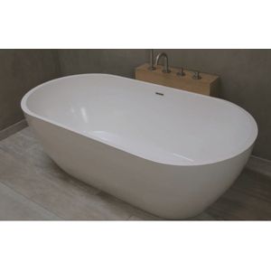 Vrijstaand bad luca sanitair vasca 160x80x54 cm solid surface mat wit