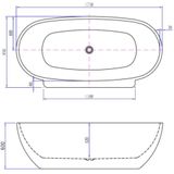 Half Vrijstaand Bad Luca Sanitair Primo 175x85x60 cm Acryl Glans Wit met Overloop