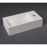 Fontein luca sanitair 35x18x9 cm solid surface met kraangat links of rechts mat wit