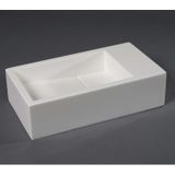 Fontein luca sanitair 35x18x9 cm solid surface zonder kraangat links of rechts mat wit