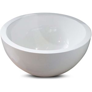 Fontein Luca Sanitair Rond 24x24x12cm Mineral Stone Glanzend Wit