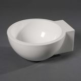 Fontein luca sanitair wandmodel rond 27x24x12 cm mineral stone glans wit