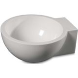 Fontein luca sanitair wandmodel rond 27x24x12 cm mineral stone glans wit