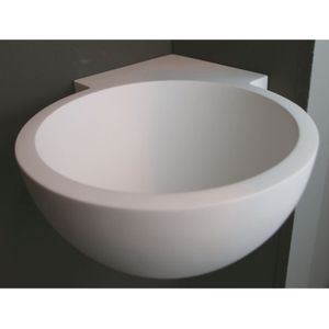 Hoekfontein luca sanitair rond 28x28x12 cm solid surface mat wit (met voorbewerkt kraangat)