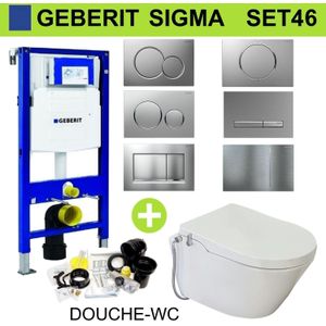 Geberit UP320 Toiletset set46 Wiesbaden Luxe Douchewc Stroomloos Met Metro Pot Sigma Drukplaat