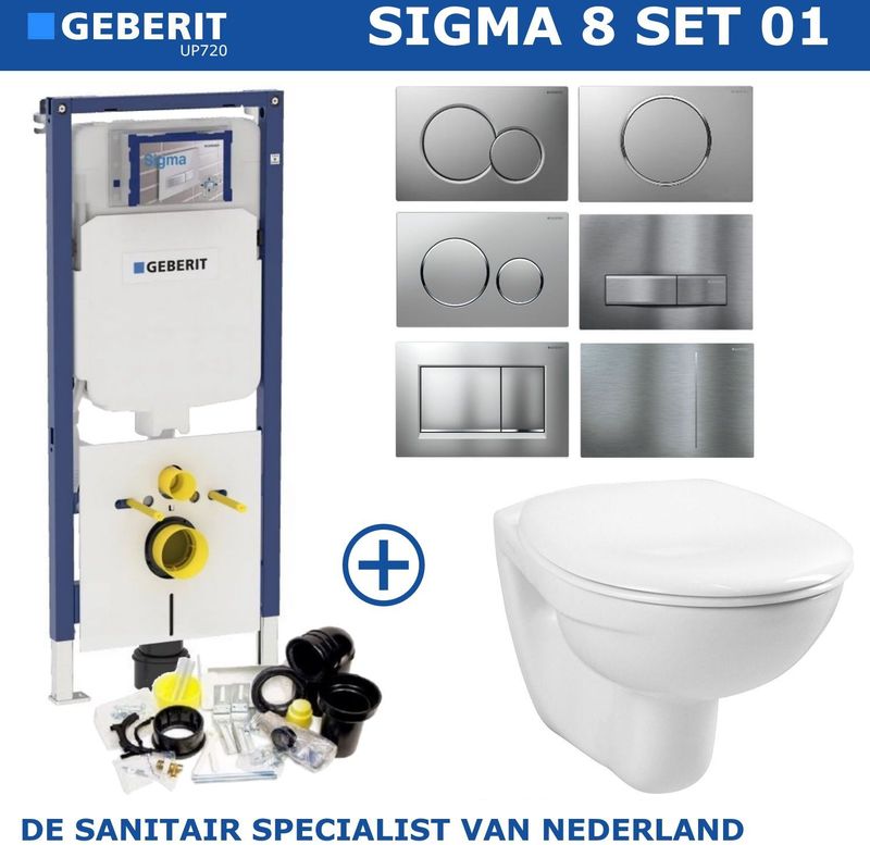 Geberit - Sigma 8 - Toiletset - Wit - Inclusief Drukplaat