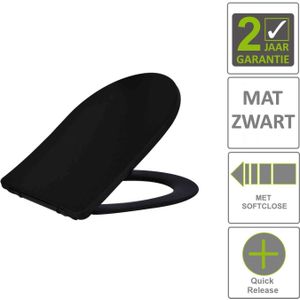 Bws toiletzitting vera shade fit met deksel met soft close mat zwart