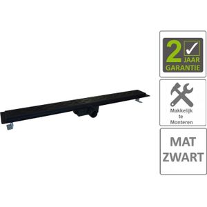 AQS Douchegoot Flens Met Uitneembaar Sifon 90x7x6.7cm RVS Mat Zwart