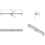 Bws douchegoot flens met uitneembaar sifon 100x7x6.7 cm rvs mat zwart