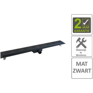 AQS Douchegoot Flens Met Uitneembaar Sifon 100x7x6.7cm RVS Mat Zwart