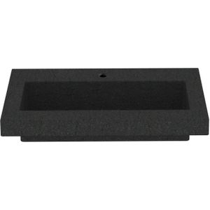 Bws wastafel hardsteen 60x46x5 cm 1 kraangat mat zwart