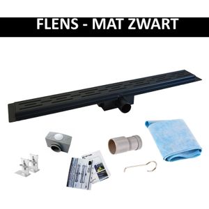 Mat Zwarte RVS Douchegoot Flens met Uitneembaar Sifon 100x7cm 6,7cm Diep MAT ZWART ROOSTER