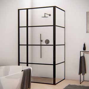 BWS Douchecabine Frame 140x110 cm 8 mm NANO Glas Mat Zwart Raster