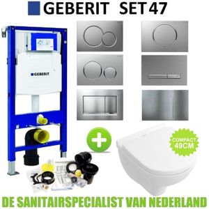 Geberit up320 toiletset set 47 villeroy & boch o.novo compact met sigma drukplaat