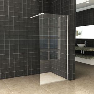 BWS Inloopdouche Pro Line Helder Glas 95x200 Mat Wit Profiel en Stabilisatiestang