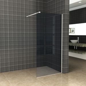 BWS Inloopdouche Pro Line Rookglas 110x200 Nano Coating Mat Wit Profiel en Stabilisatiestang
