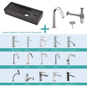 Fonteinpack small natuursteen rechts 38x14x8 cm chroom