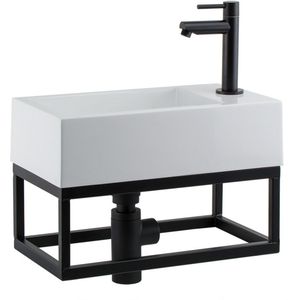 Fonteinset bws solid black 40x22x10 cm met mat zwart frame