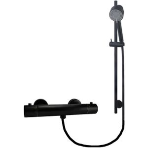 Glijstangset met Douchethermostaat Wiesbaden Rio 15 cm Mat Zwart