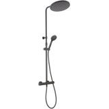 Opbouw regendouche salenzi giro thermostatisch 30 cm en 3 standen handdouche gepoedercoat mat zwart