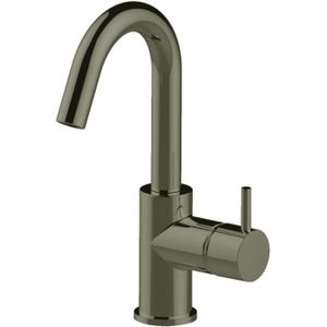 Wastafelkraan Opbouw Salenzi Giro Gebogen Gegalvaniseerd Zwart Chroom OUTLET