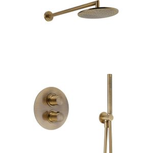 Regendoucheset inbouw salenzi giro s plafond uitloop gegalvaniseerd geborsteld messing goud 20 cm op=op
