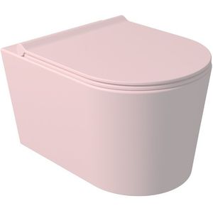 Salenzi Civita Wandcloset Toiletpot Randloos Mat Roze 50x35x36.5cm