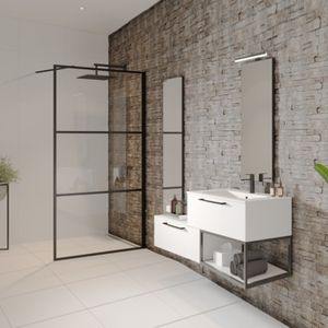 Inloopdouche Riho Grid 120x200 cm 6 mm Helderglas Zwarte Profielen