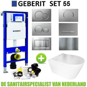 Geberit UP320 Toiletset Set55 BWS Plana Rimless Mat Wit Met Sigma Drukplaat