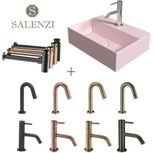 Salenzi Fonteinset Spy 40x30 cm Mat Roze (Keuze uit 8 kranen in 4 kleuren)