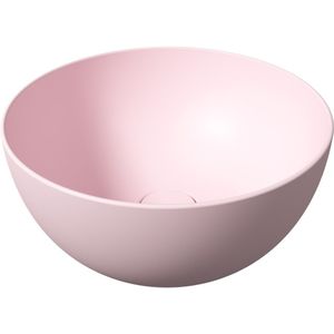 Ronde Wastafel Opbouw Salenzi Unica Round 40x20 cm Mat Roze (inclusief bijpassende clickwaste)