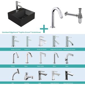 Salenzi fonteinset spy mat zwart 30x30 cm chroom