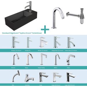 Salenzi fonteinset spy mat zwart 45x20 cm chroom