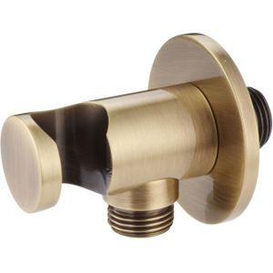 Opsteek handdouche met wateruitlaat in muur salenzi giro geborsteld messing goud outlet