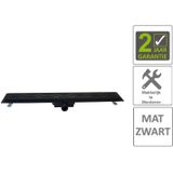 Bws douchegoot flens met uitneembaar sifon 80x7x6.7 cm rvs mat zwart