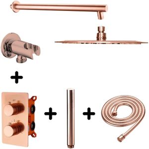 Regendoucheset best design lyon rond thermostatische inbouwset mat rose goud