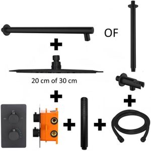 Regendoucheset best design nero rond thermostatische inbouwset mat zwart