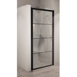 BWS Nisdeur Frame 90x200 cm 8 mm NANO Glas Mat Zwart Raster