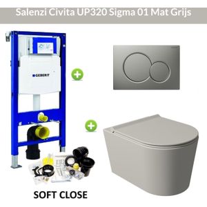 Geberit up320 toiletset wandcloset salenzi civita mat grijs met sigma 01 drukplaat