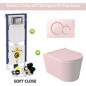 Geberit - UP720 - Toiletset - Mat Roze - Wandcloset met Sigma 01 Drukplaat