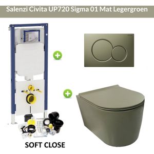 Geberit up720 toiletset wandcloset salenzi civita mat legergroen met sigma 01 drukplaat