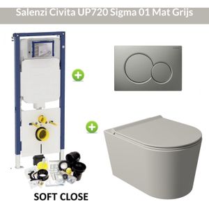 Geberit up720 toiletset wandcloset salenzi civita mat grijs met sigma 01 drukplaat