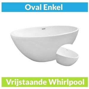 Vrijstaande Whirlpool Wiesbaden Oval 170x78x60 cm Luchtsysteem Mat Wit (afvoer optioneel)