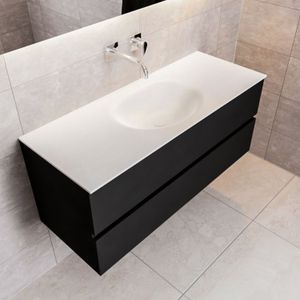 Badkamermeubel Solid Surface AQS Stockholm 120x45 cm Mat Zwart Urban (veertien varianten)