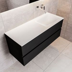 Badkamermeubel Solid Surface BWS Oslo 120x45 cm Mat Zwart Urban Rechts (0 kraangaten)