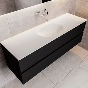 Badkamermeubel solid surface bws stockholm 150x45 cm mat zwart urban midden