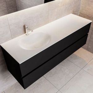 Badkamermeubel solid surface bws stockholm 150x45 cm mat zwart urban links