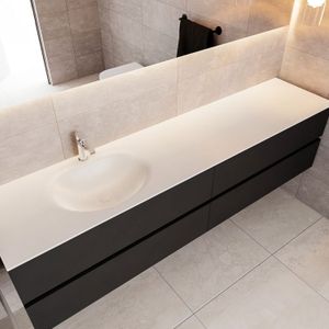 Badkamermeubel solid surface bws stockholm 200x45 cm mat zwart urban links