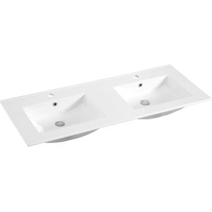 Wastafel sanilux classic 120x47x2,5 cm keramiek wit dubbel