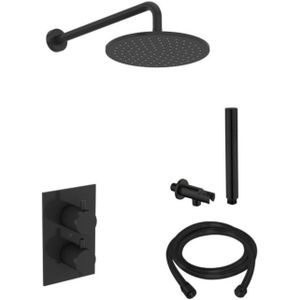 BWS Inbouw Regendouche | 30cm Stortdouche met muuruitloop met handdouche | Mat Zwart